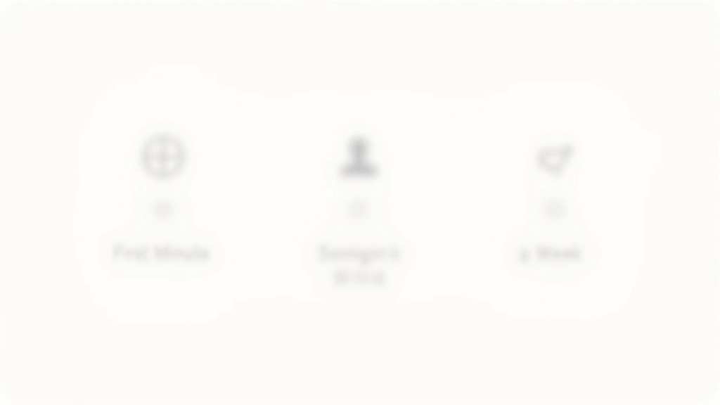 Timeline zeigt Onboarding-Phasen über Zeit: Erste Minute, erste Session, erste Woche