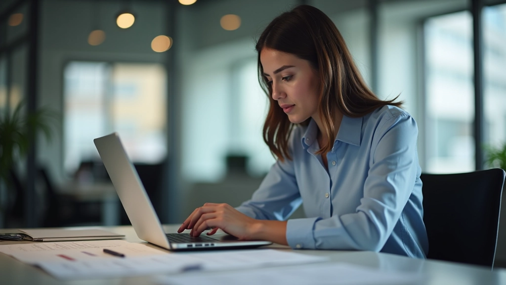 Person sitzt konzentriert vor Laptop und studiert User-Flow-Diagramme für Onboarding-Prozesse